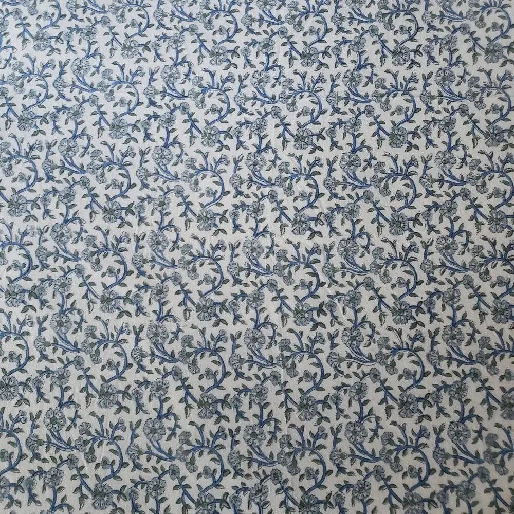 Vintage India Arts Cotton Tablecloth 67x73 Blue White Floral Powerloom India